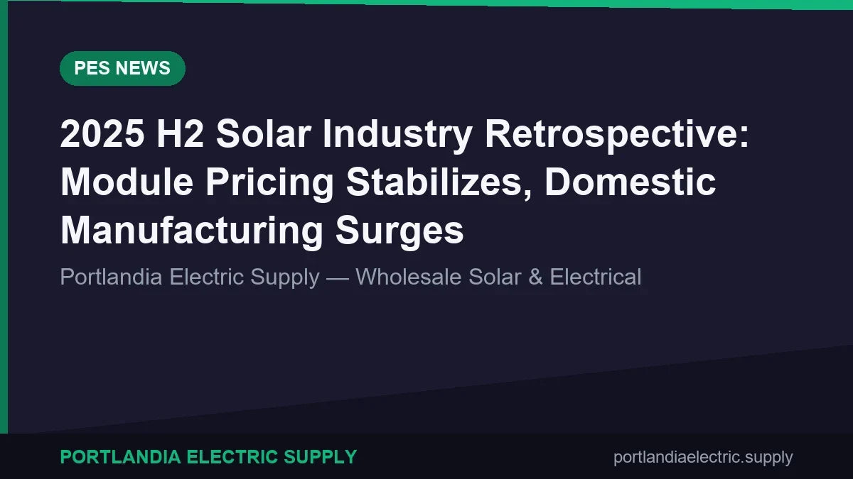 2025 H2 Solar Industry Retrospective: Module Pricing Stabilizes, Domestic Manufacturing Surges