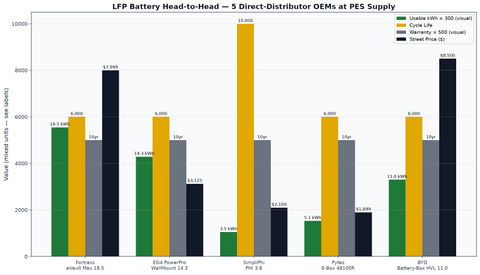 LFP battery head-to-head β Fortress, EG4, SimpliPhi, Pytes, BYD spec comparison