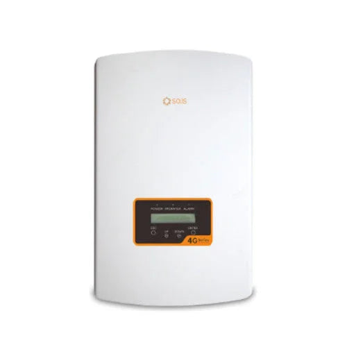 Solis 1P10K-4G-US-SPRT solar inverter front view, white with black display panel