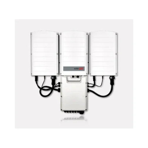 SolarEdge SE100K-USRP0BNU4 three-phase inverter with white panel design and visible wiring