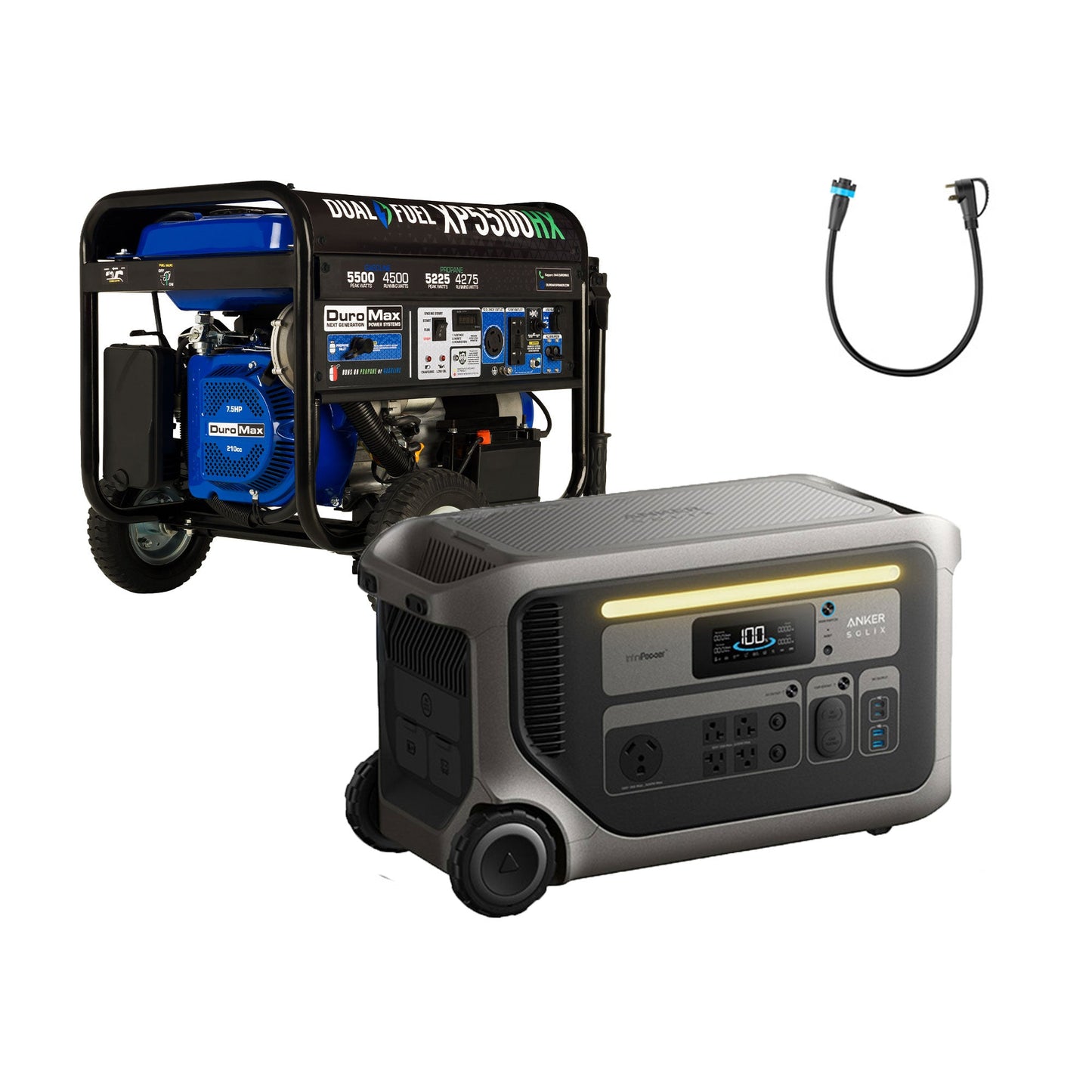DuroMax XP5500HX and Anker SOLIX F3000 + 120V Adapter