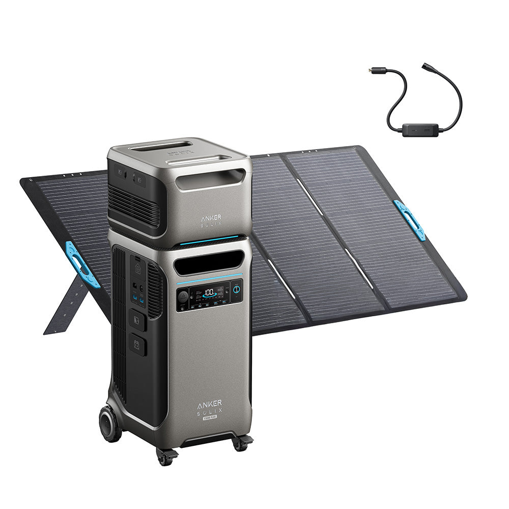 Anker SOLIX F3800 Plus (7,680Wh/6,000W) 240V Extended Backup Power Kit w/ 400W Solar Panel