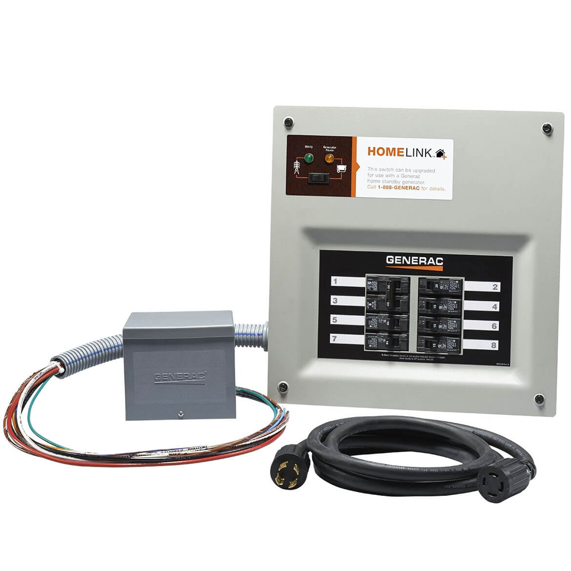 Generac 6853 30-Amp 6 - 8-Circuit HomeLink Indoor Manual Transfer Switch Kit