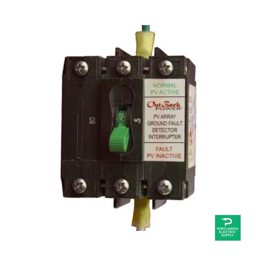 Outback Power 2-Pole Panel Mount 80A Circuit Breaker - PNL-GFDI-80D — front view