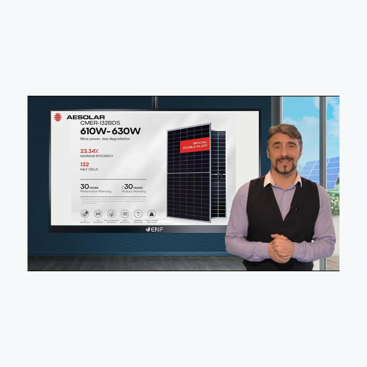 Aesolar AE 620CMER-132BDS — solar module render