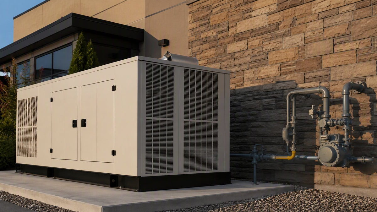 Briggs & Stratton 150kW Natural Gas Standby Generator with commercial-grade steel enclosure for business backup power