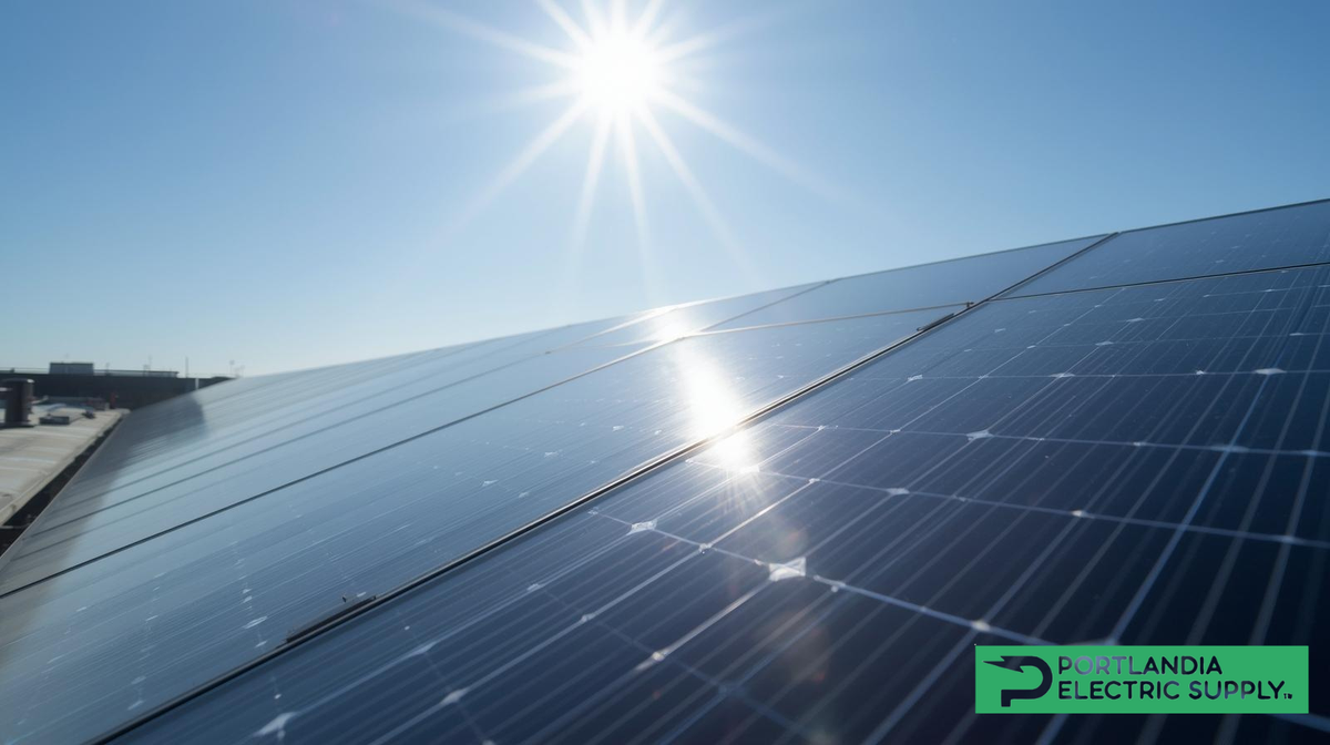 Residential solar panels installed on a rooftop converting sunlight into clean electricity through the photovoltaic effect