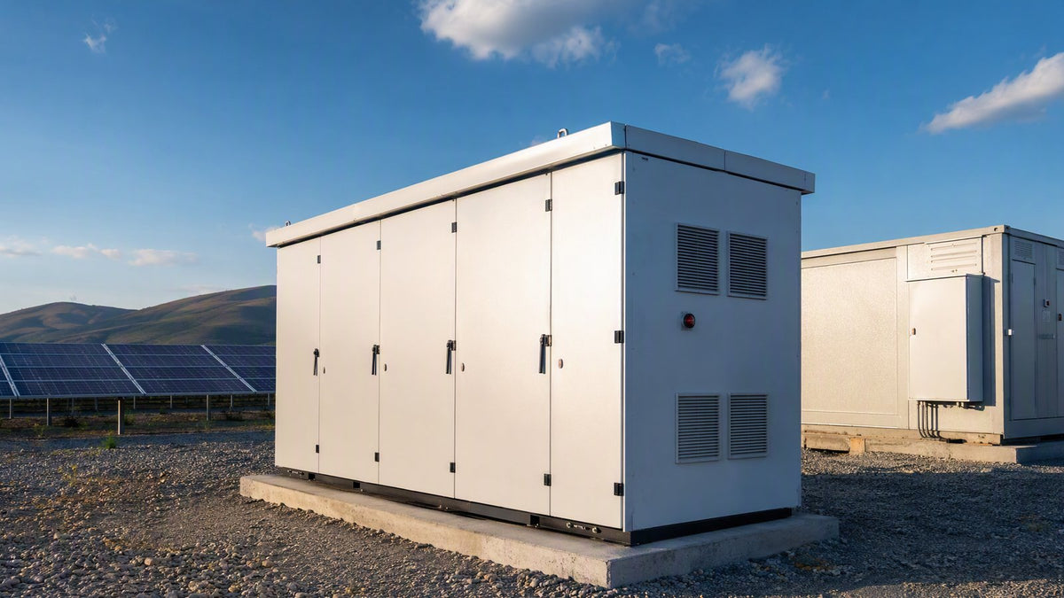 A large industrial 500kW battery inverter power conversion system cabinet at a solar-plus-storage site