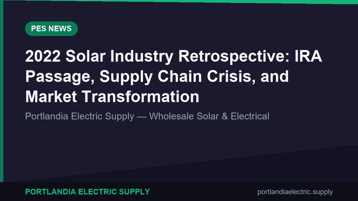 2022 Solar Industry Retrospective: IRA Passage, Supply Chain Crisis, and Market Transformation