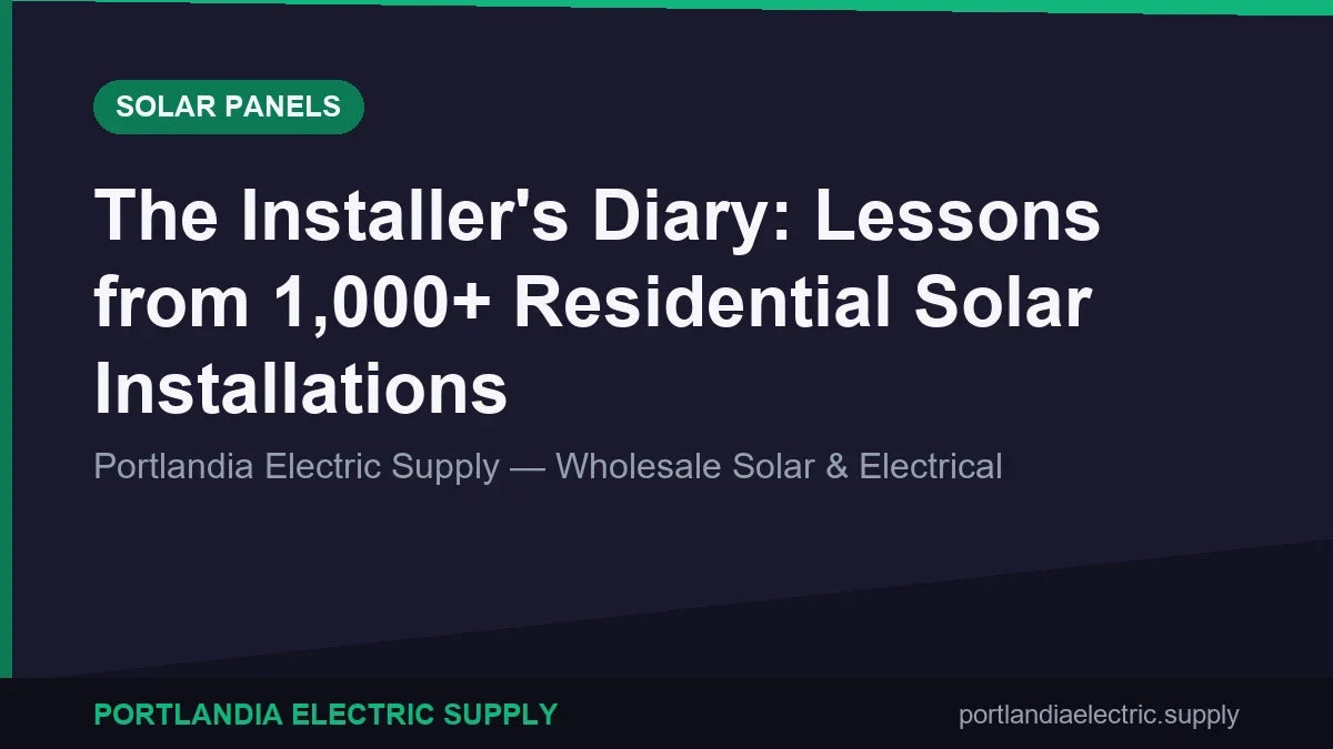 The Installer's Diary: Lessons from 1,000+ Residential Solar Installations