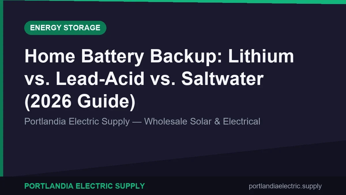 Home Battery Backup: Lithium vs. Lead-Acid vs. Saltwater (2026 Guide)