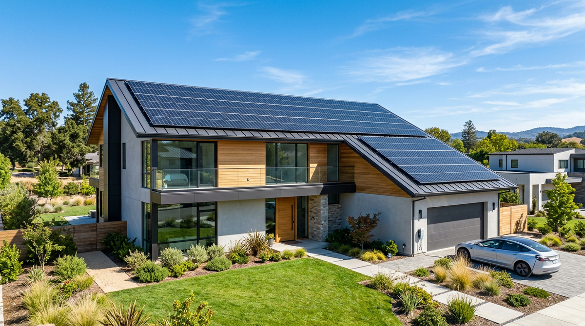 Whole-house rooftop solar array sized to cover a home's full electricity use