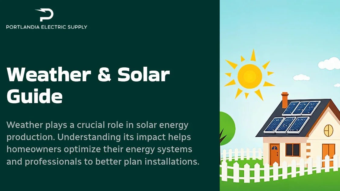House with solar panels under sunny sky, Weather & Solar Guide by Portlandia Electric Supply