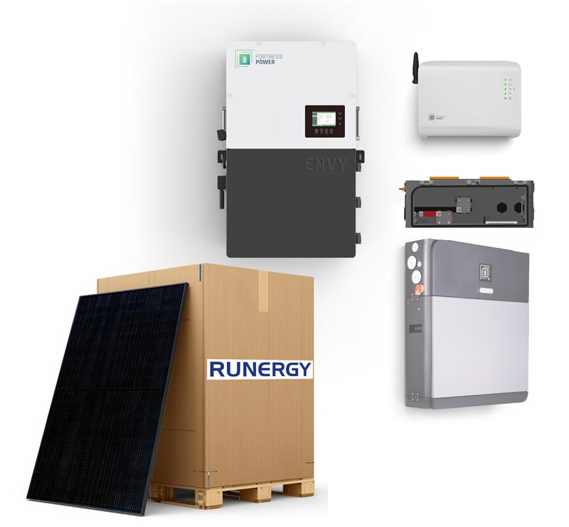 16kW Home Solar + Storage Bundle – 36 × Runergy 405W, Panels Fortress Power, Envy 12 kW & eForce 9.6 kWh Solar Kit
