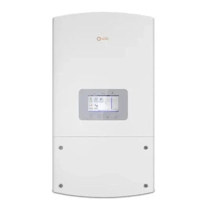 Solis 40K-US-F-LSW solar inverter with front LCD display, white rectangular casing