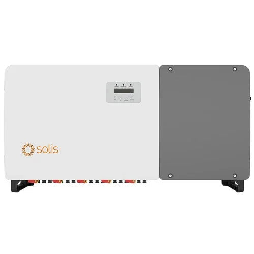 Solis S5 GC100K US solar inverter with white and gray casing, front panel display