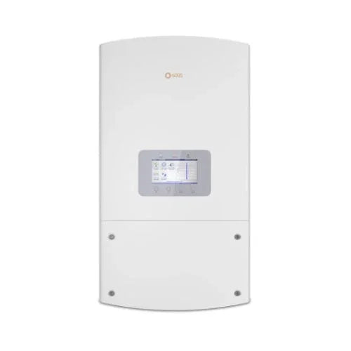 Solis 40K-US F SW white solar inverter front view with digital display panel