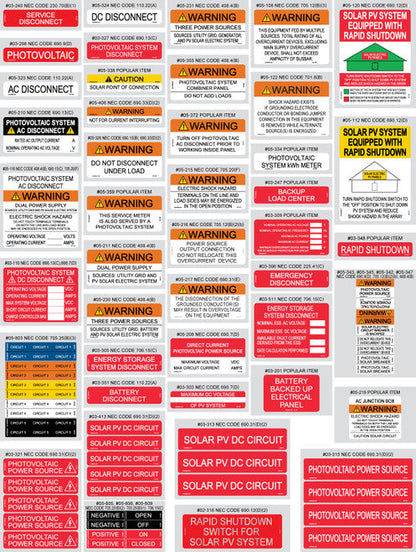2026 NEC SOLAR LABEL - 80 PIECES ASSORTMENT PACK 05-526