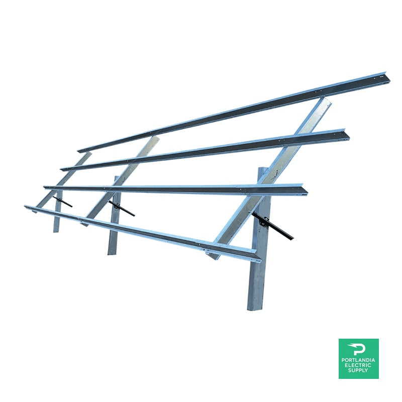 12 Panel Commercial Sinclair Sky Rack 2.0 Ground Mount Panel Racking Solar Kit (Seasonal Adjust) Made in USA - 89.6 x 44.6" Panel Size