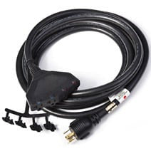 20 Foot 30 Amp Portable Generator Cord with NEMA L1430P and 4 NEMA 520R Outlets By Generac | 6112 — back view