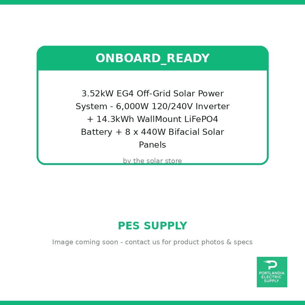 3.52kW EG4 Off-Grid Solar Power System - 6,000W 120/240V Inverter + 14.3kWh WallMount LiFePO4 Battery + 8 x 440W Bifacial Solar Panels