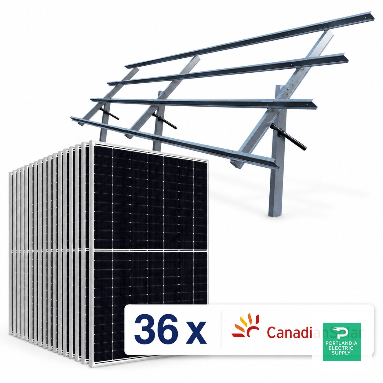 22.3kW Ground Mount Solar Kit - (36) Canadian 620W Bifacial Solar Panels, Sinclair Sky Rack 2.0 & Plans