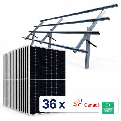 22.3kW Ground Mount Solar Kit - (36) Canadian 620W Bifacial Solar Panels, Sinclair Sky Rack 2.0 & Plans