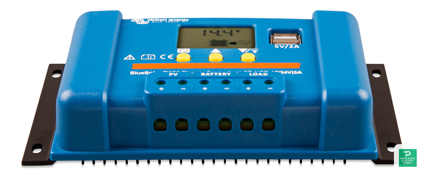 Victron BlueSolar PWM-LCD&USB 12/24V-5A Charge Controller - SCC010005050 — PES Supply