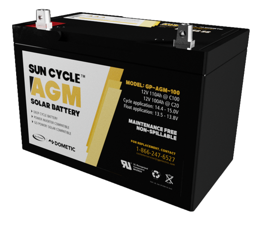 Go Power! 12V 100Ah AGM Solar Battery (GP-AGM-100-12V)