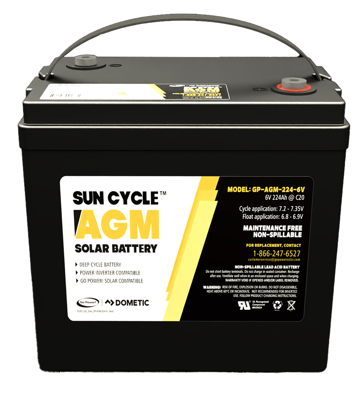 Go Power! 6V 224Ah AGM Solar Battery (GP-AGM-224-6V)