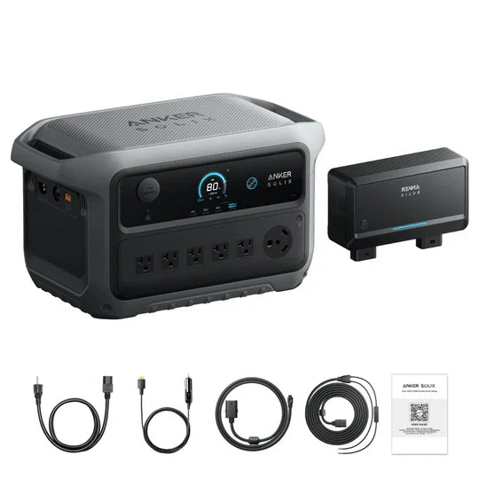 Anker SOLIX B17831AF C2000 Gen 2 Portable Power Station 2048Wh w/ Car Alternator Charger
