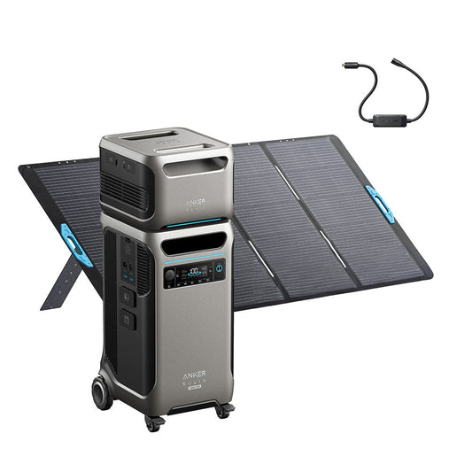 Anker SOLIX F3800 Plus (7,680Wh/6,000W) 240V Extended Backup Power Kit w/ 400W Solar Panel