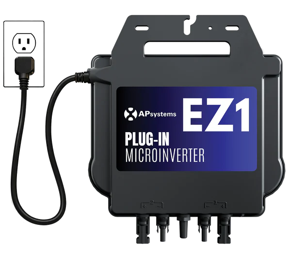 APsystems EZ1 Microinverter – Plug In Dual-Module Inverter for 120V Circuits (Up to 2 Panels) w/Power Cord Balcony Solar
