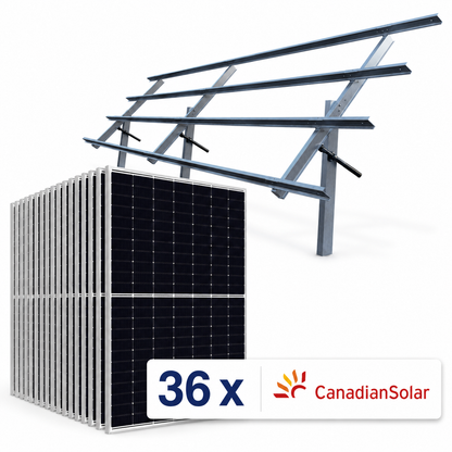 22.3kW Ground Mount Solar Kit - (36) Canadian 620W Bifacial Solar Panels, Sinclair Sky Rack 2.0 & Plans