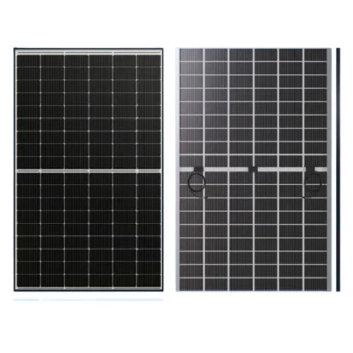 Two solar panels side by side on a white background