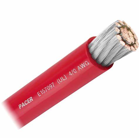 SINGLE-CONDUCTOR WIRE, CU, COBRA X-FLEX, BATTERY CABLE, UL-LISTED, 4/0 AWG RED — side angle