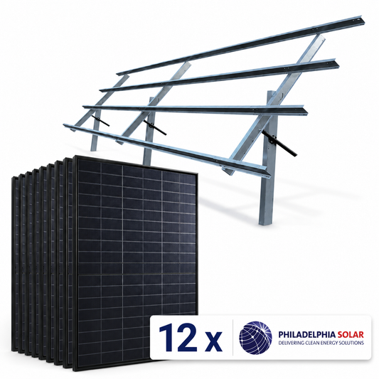 5.4kW Ground Mount Solar Kit - (12) Philadelphia 450W Bifacial Solar Panels, Sinclair Sky Rack 2.0 & Plans