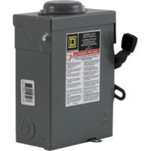 SQUARE-D DU222RB AC Disconnect, NEMA3R, 60A 240VAC,2-Pole UF
