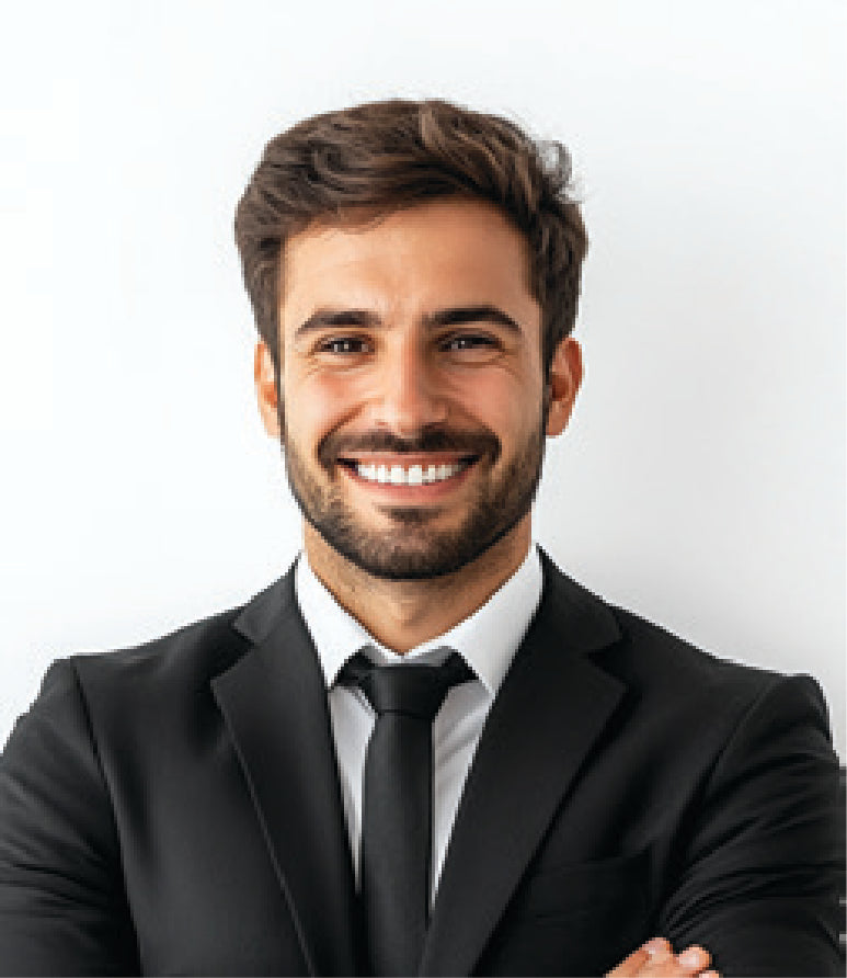 Man in a suit with a white background