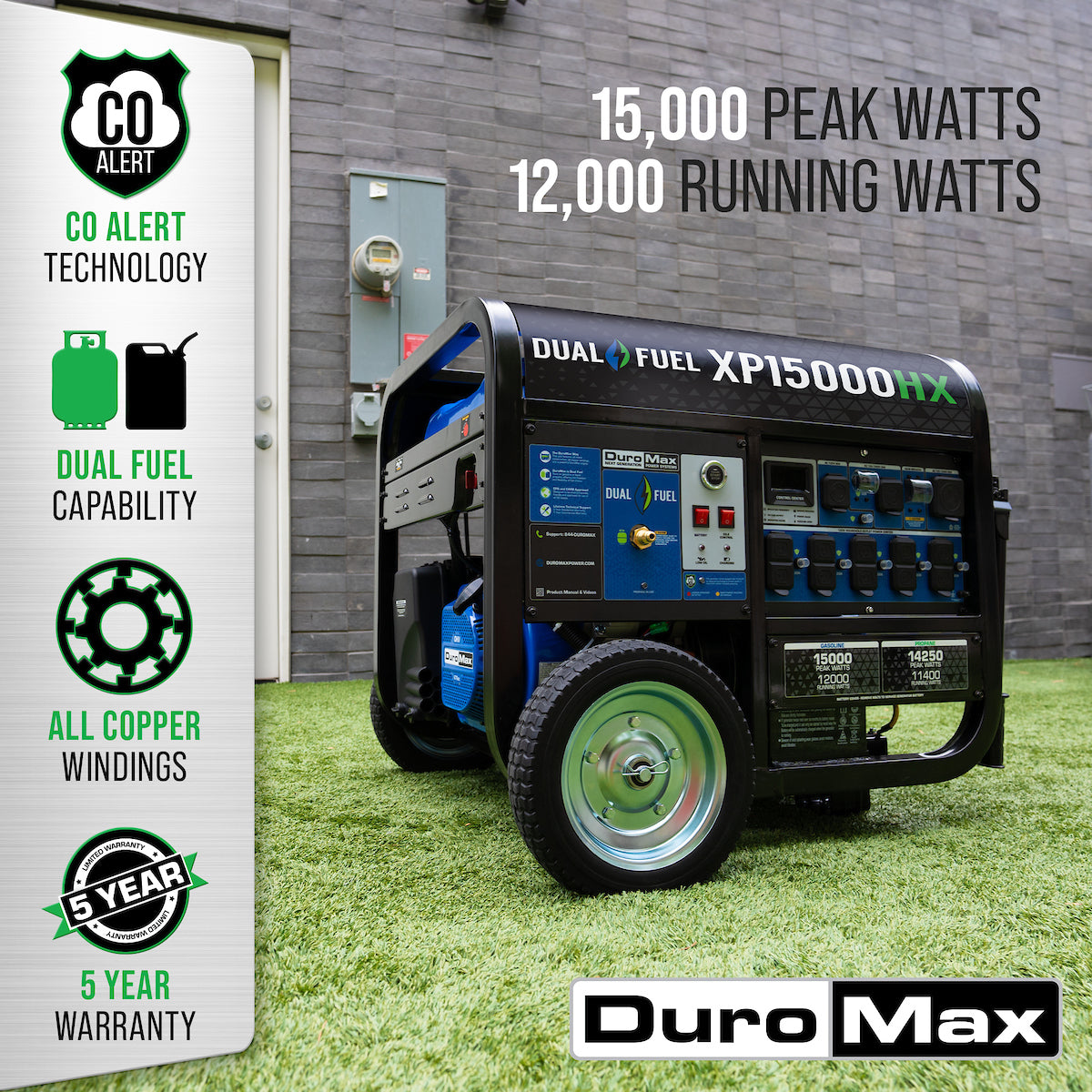 DuroMax XP15000HX 15000W Dual Fuel Portable Generator