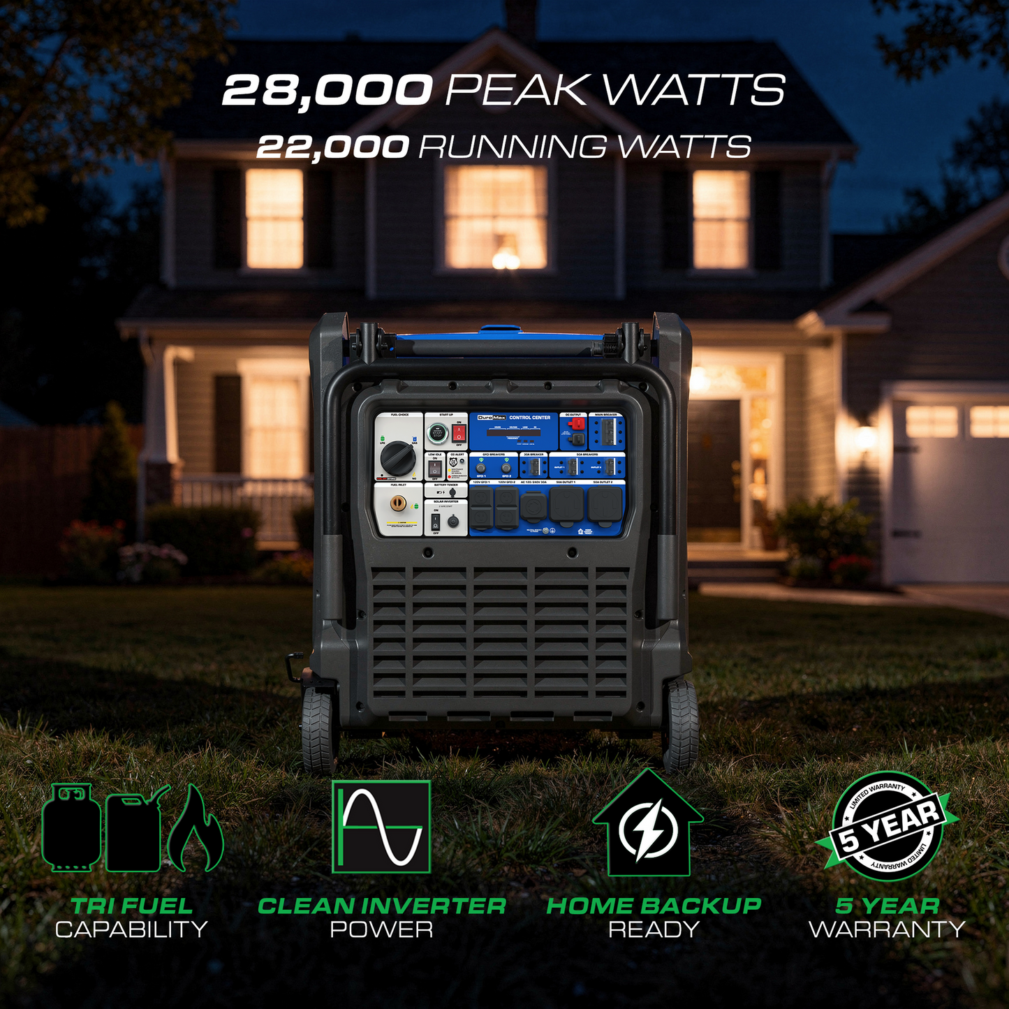 DuroMax XP28000iHT 28000W Tri Fuel Inverter Generator