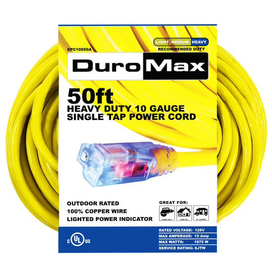 DuroMax XPC10050A 50-Foot 10 Gauge Single Tap Extension Power Cord