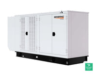 Generac Protector 130KW Automatic Standby Liquid-Cooled Gaseous Engine Generator in Aluminum Enclosure - RG13090 — side angle