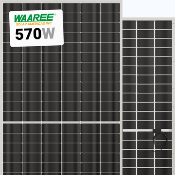 Waaree 570W Solar Panel 144 Cell N-Type Bifacial Dual Glass BIN-08-570 Assembled in USA Wholesale 33 panels per pallet