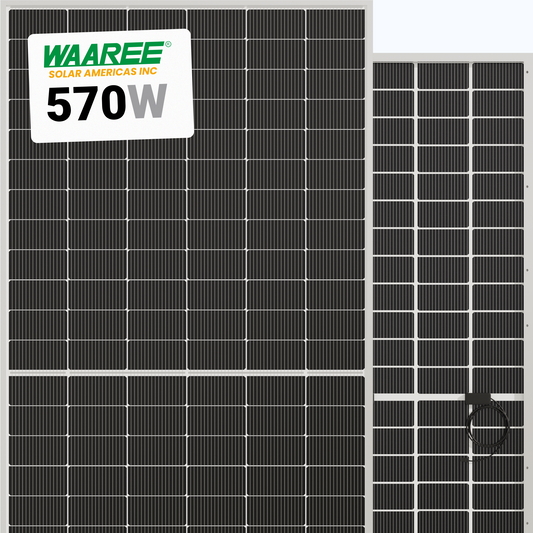 Waaree 570W Solar Panel 144 Cell N-Type Bifacial Dual Glass BIN-08-570 Assembled in USA Wholesale 33 panels per pallet