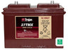 Trojan Flooded Battery 12V 105Ah @ 20Hr Group 27 Wingnut Terminal - 27TMX — side angle