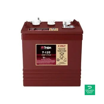Trojan 240AH 6V Flooded Battery - T125 — side angle