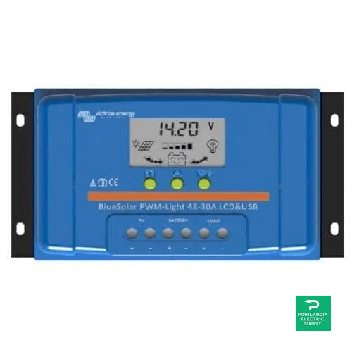 Victron BlueSolar PWM-LCD&USB 12/24V-30A Charge Controller - SCC010030050 — front view