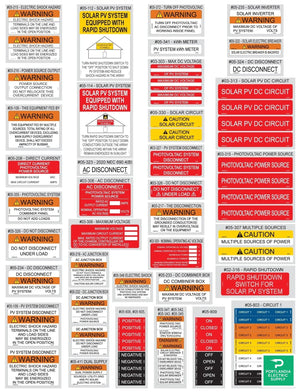 PV Labels 2020 NEC Solar Warning Label Set