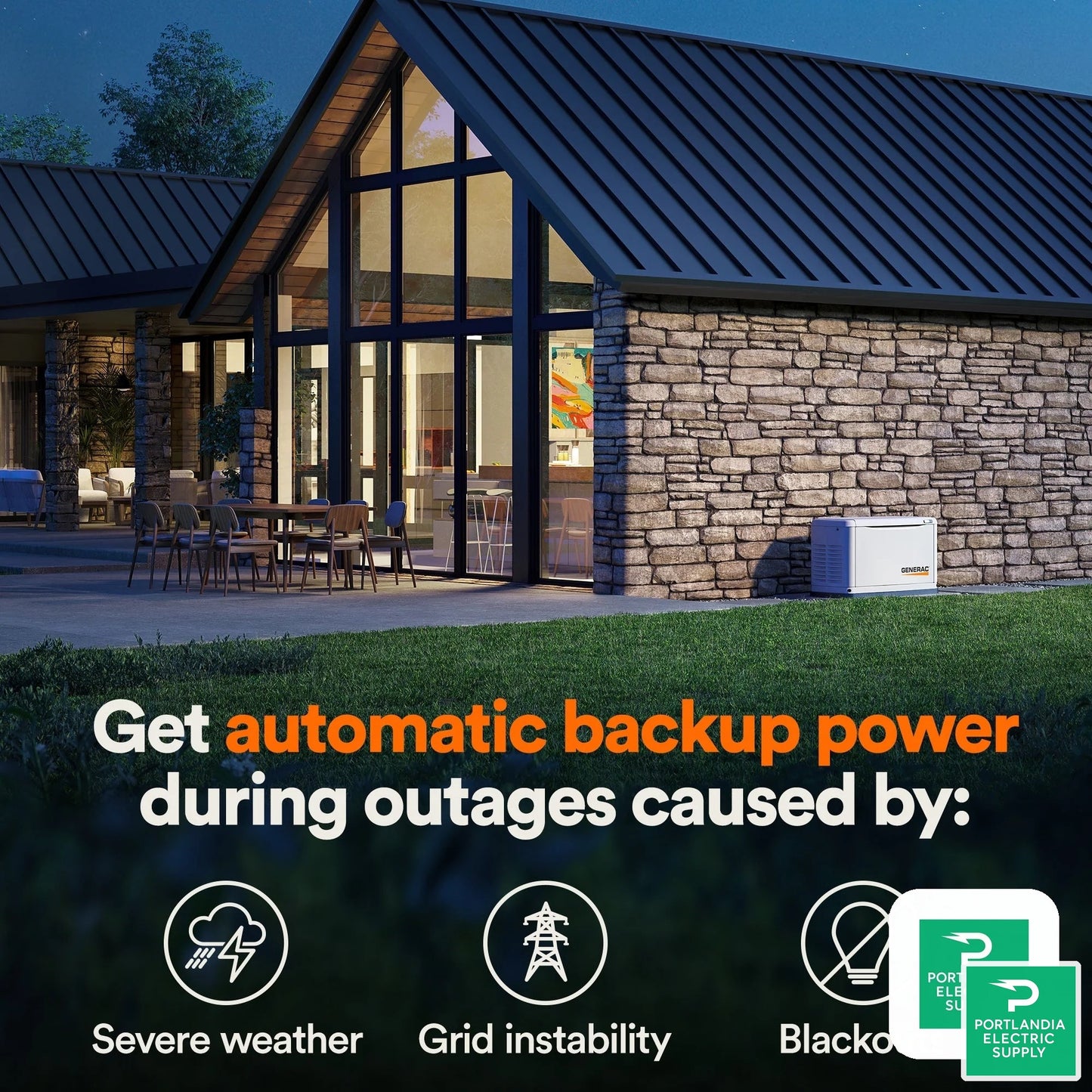 Generac Guardian 26Kw Home Backup Air-Cooled Gas Engine Generator in Aluminum Enclosure - G007290-0 — front view
